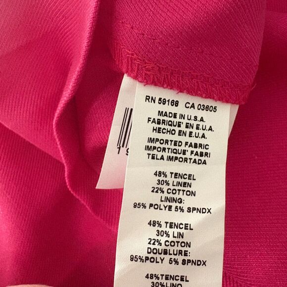 Karen Kane Pollee High Rise Pleat Front Shorts Hot Pink Linen Blend Size Medium - Picture 5 of 6